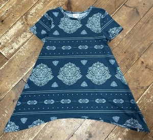 NEW size XXS LuLaRoe Melissa tunic top, shark bite hem Blue Mandala - Picture 1 of 5