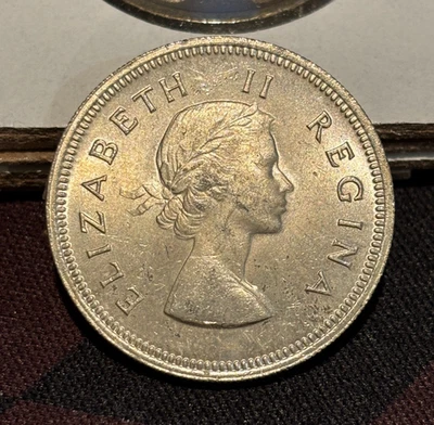 SOUTH AFRICA 2 Shillings 1960, KM#50, .500 Silver (.1818 oz), Original UNC, QEII - Image 1 of 2