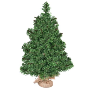 3FT Tabletop Artificial Christmas Tree PVC Unlit Tree Cement Stand Xmas Green - Picture 1 of 9