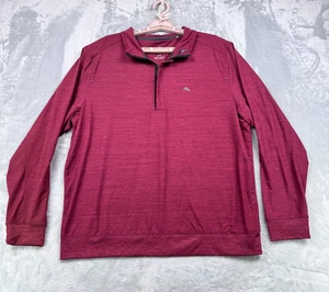 Tommy Bahama Island Zone Pullover Para Hombres Grande Rojo Cuarto Cremallera Jersey Manga Larga - Imagen 1 de 8