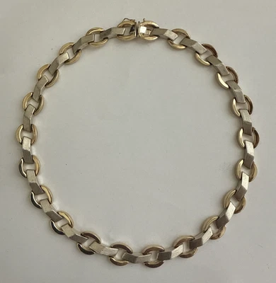 Collar de oro amarillo/blanco 14k de 13 mm de eslabones anchos de 18" 34,5 g Foto 1 de 4