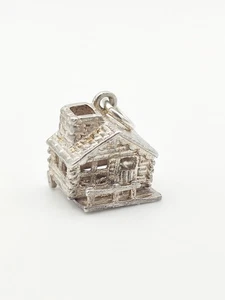 Vintage 925 Sterling Silber Öffnung Skihütte Charm Anhänger  - Bild 1 von 4