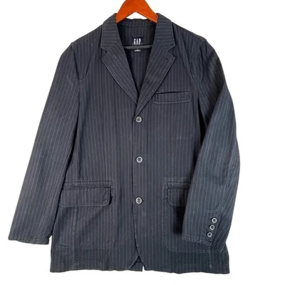 Gap Twill Blazer Mens Medium Navy Blue Pin Striped Preppy Summer Casual Nautical - Image 1 of 4
