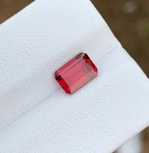 Designer Loose Gemstone 1.725ct Red Rhodolite Garnet 8mm Emerald Cut From Africa - Picture 1 of 19