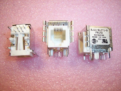 QTY (100) RJ11-6LCT1-B CORCOM RJ-11 6P6C SHIELDED FILTERED MODULAR JACKS F9172 - Image 1 of 4