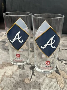 Atlanta Braves 1994 Beer Texaco Glass Set Of 2 - Picture 1 of 2