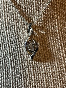 Sterling silver necklace with Blue & White diamonds by Kay jewelry - Picture 1 of 3