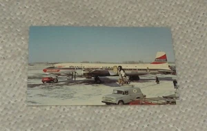 BRANIFF INTERNATIONAL AIRLINES DOUGLAS DC-6 POST CARD MKC ramp Dec 1962 - Picture 1 of 2