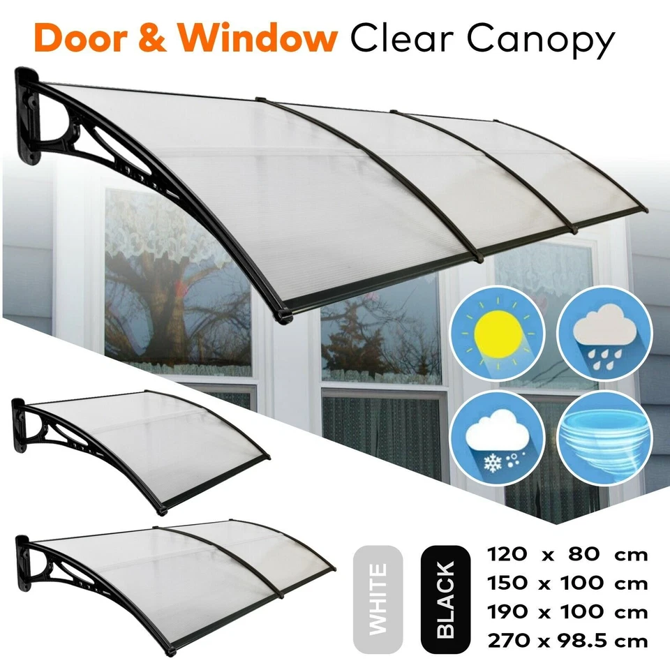 Auvent de porte marquise solaire abri banne entrée ombre protection Multi-taille - Photo 1/1