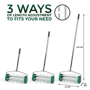 Gardening Lawn Aerator Grass Roller With 3 Level Adjustable Telescopic Handle - Picture 1 of 9