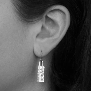 Textured Silver Earrings Oxidized Silver Rectangle Designer Drops Women Earrings - Picture 1 of 2