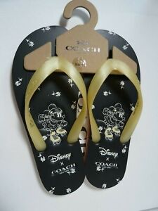 NWT Disney Coach Minnie Mouse FLIP FLOPS Sandals Size 7 LIMITED Edition Black