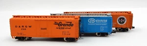3 Spur N ZUGKASTENWAGEN: RIO GRANDE D&R GW, EVANS DUAL AIR PAK, BESSEMER B&LE - Bild 1 von 14