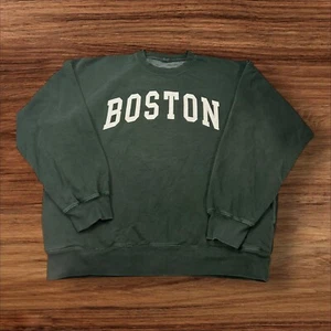 Sudadera John Galt Años 90 Boston Cuello Redondo Pullover Bolsillos Laterales Cómoda Verde Embr. - Imagen 1 de 9