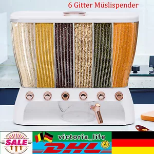 6 rejillas dispensador de cereales con tapa dispensador de cereales Cornflakes recipiente de frijoles - Imagen 1 de 23