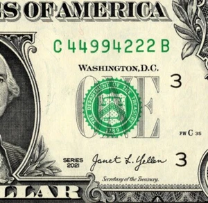 Trinary 2s 4s 9s Fancy serial number One dollar bill - Picture 1 of 11