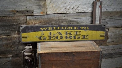 Custom Welcome To Lake House Sign - Rustic Hand Made Vintage Wooden - Image 1 of 2