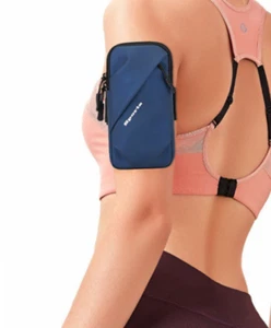 Arm Bag Phone Card Holder Armband Sports Running Jogging Gym Exercise Pouch Blue - Picture 1 of 9