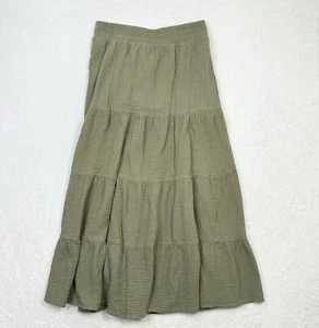 Maxi Falda Threads 4 Thought Mediana Verde Gasa En Niveles Bruja Hada Boho Orgánica - Imagen 1 de 10