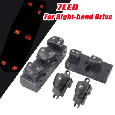 RHD Red Light For Nissan Tiida Altima Sylphy X-Trail Qashqai Power Window Switch - Image 1 of 4