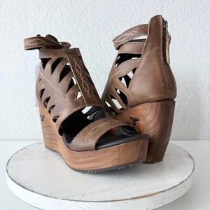 NUEVAS Botas Lane BECCA Mujer Marrón Cuñas Talla 11 Western Sandalias Vaquera Cuero - Imagen 1 de 11