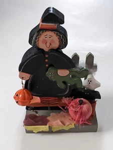 Vintage Wooden Witch Halloween Decoration - Picture 1 of 4