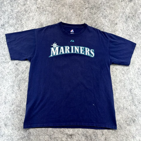 Seattle Mariners Jersey Mens Large Blue Green Center Logo #34 Felix Hernandez Cover