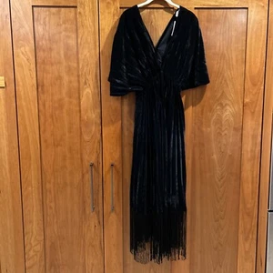 ANTHROPOLOGIE Pleated Velvet Fringe Kimono Jacket Cardigan Duster NWT/One Size - Picture 1 of 9