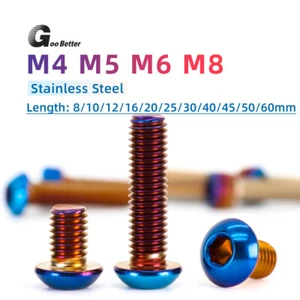 M4 M5 M6 M8 304 Stainless Steel Button Head Socket Cap Bolts Motorcycle Screws - Picture 1 of 56