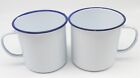 2 Extra Large Royal Blue Top Enamel Coffee Soup Cups 38oz Camping Collectable