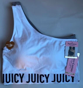 NWT JUICY COUTURE INTIMATES 1 GRAY 1 WHITE ASYMETRICAL SEAMLESS BRA JC2951 S $38 - Picture 1 of 2
