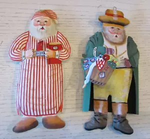 Department 56 Metal Santa's Suits Ornament Pair By Brian Paterson Vintage 1994 - Picture 1 of 5