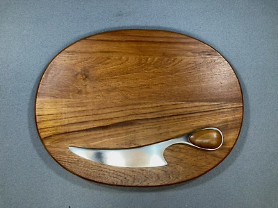 Tabla de cortar de madera de teca Dansk vintage tabla de queso 13 1/2" x 10 1/4" MCM Foto 1 de 4