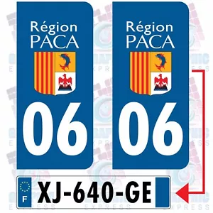 06 PACA ALPES MARITIMES / 2 STICKERS PLAQUE IMMATRICULATION STICKER PALQUES - Picture 1 of 1