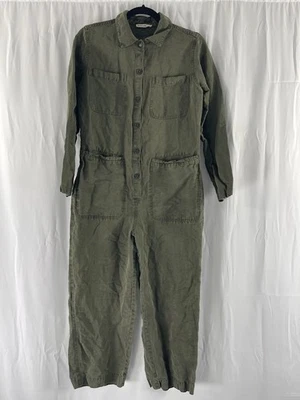 Marine Layer Charlie Utility Jumpsuit Linen Button Down Faded Olive Size Small - Image 1 of 4