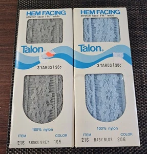 Encaje elástico con dobladillo de garra 1 3/4 ancho azul bebé y gris humo 3 yardas de nailon  - Imagen 1 de 5