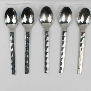 Lot 5 Cambridge Silver Oval Soup Spoon 18/10 Stainless CBS123 Pattern Hammered - Picture 1 of 5