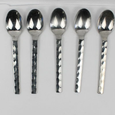 Lot 5 Cambridge Silver Oval Soup Spoon 18/10 Stainless CBS123 Pattern Hammered - Image 1 of 4