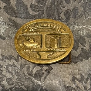 Boilermaker Shipbuilders Welders Forgers Solid Brass Belt Buckle 1978 Baron 8015 - Picture 1 of 5