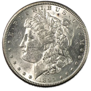 1891-S Morgan Silber Dollar San Francisco Stempelglanz AU/BU+ - Bild 1 von 2
