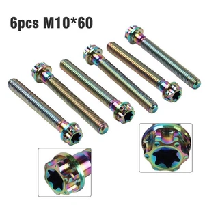 6x Titan Schrauben Torx Kopf Flansch Schrauben M10x60mm Regenbogen Für Motorrad - Bild 1 von 12