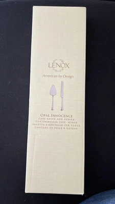 Lenox American Wedding Opal Innocence Cake Knife and Server Silverplate with Box - Image 1 of 4