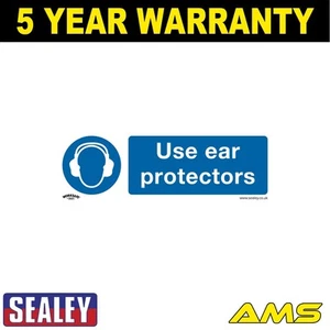 Sealey Worksafe� Use Ear Protectors Safety Sign Self-Adhesive Vinyl Pack of 10 - Picture 1 of 2