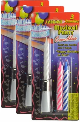 Velas felices musicales para cantar Incrediblegifts (paquete de 3) Foto 1 de 2
