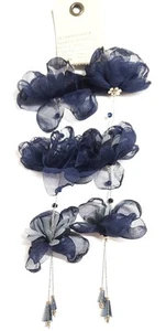 Anthropologie Triple Flower Statement Earrings Blueberry Multi-Color Brass NWT - Picture 1 of 14