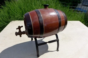 Antikes Doulton Lambeth Whiskyfass Fußgängerfass auf Metallständer 1900 - Bild 1 von 12