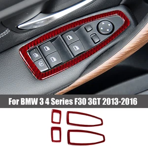 Pegatina roja de fibra de carbono para marco de ventana de coche para BMW Serie 3 4 F30 - Imagen 1 de 7