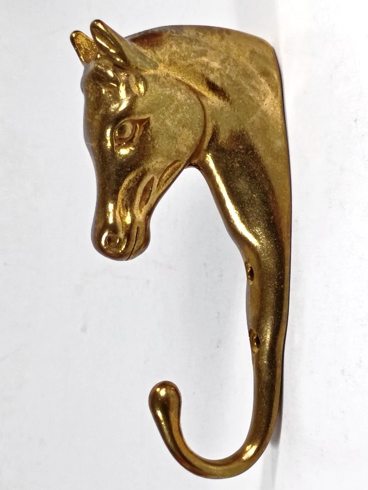 Brass Horse Head Hook For Coat / Keys / Hat. Wall Hanging 6" Hook. - Image 1 of 4