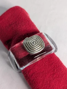 Vintage Glas Serviettenring quadratisch Spiralverzierung - Bild 1 von 7