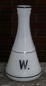 Vtg 7" White Glass Barber? Bottle-Black W-Witch Hazel?-M A Co. - Picture 1 of 6